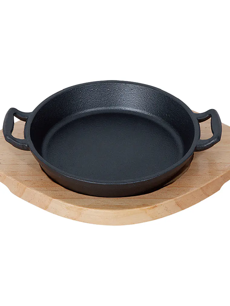 Plato Redondo de Hierro Fundido con Base de Madera - 20cm x 3.4cm 1