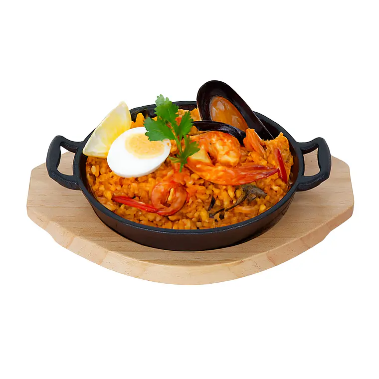 Plato Redondo de Hierro Fundido con Base de Madera - 20cm x 3.4cm 2