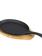 Fajita de Hierro Fundido Ovalada con Base de Madera 26x16cm - Miniatura 1