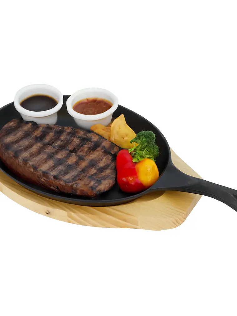 Fajita de Hierro Fundido Ovalada con Base de Madera 26x16cm 3