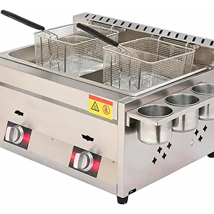 Freidora A Gas Doble 12l Acero Inoxidable Comercial Zealchef