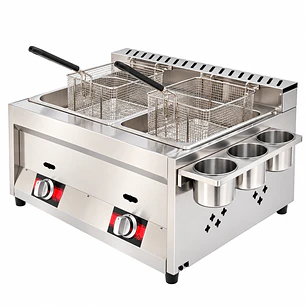 Freidora A Gas Doble 12l Acero Inoxidable Comercial Zealchef