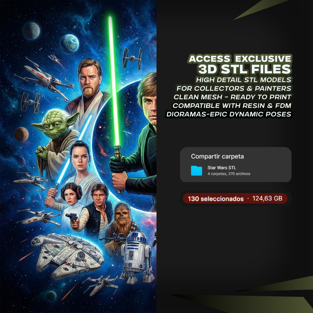 Mega Pack +100GB Archivos STL Sci-Fi Espacial – Figuras Estilo Guerra Galáctica para Impresión 3D 2