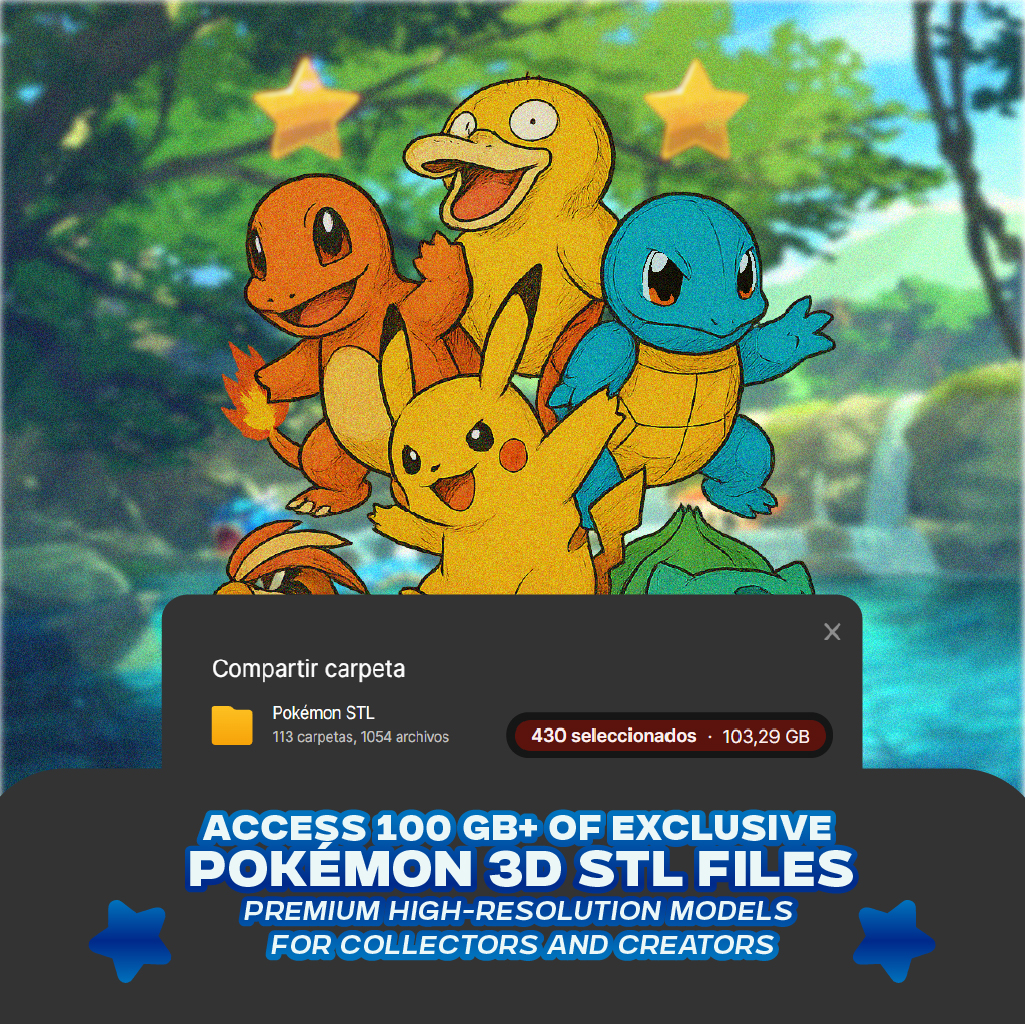 Mega Pack +100GB Archivos STL Criaturas de Bolsillo Estilo Anime – Colección para Impresión 3D 3