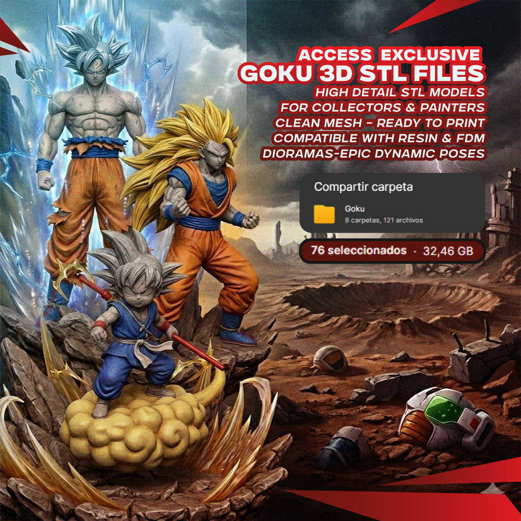 SuperPack Son Goku DBZ - Archivos STL para Impresión 3D 2