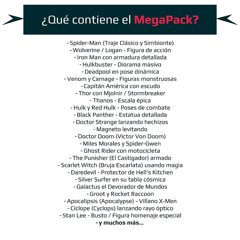 MegaPack +100GB STL Superhéroes inspirados en Marvel 2