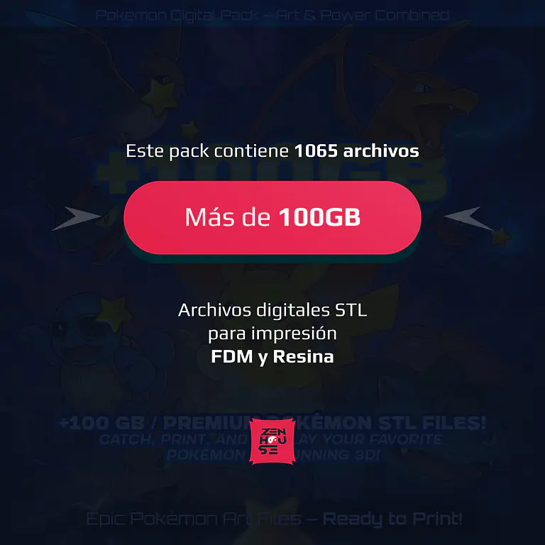 MegaPack +100GB STL inspirados en Pokémon 3