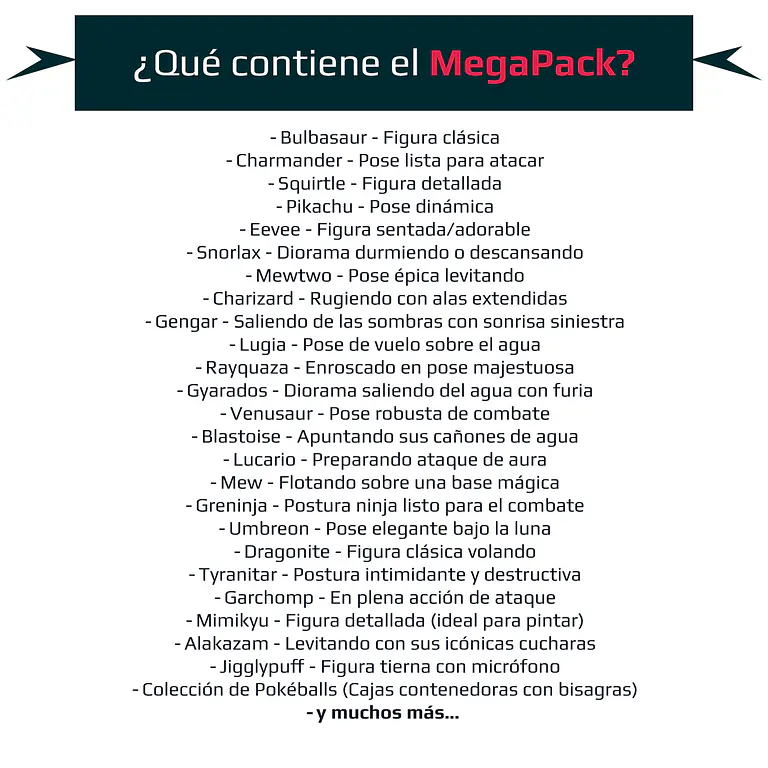 MegaPack +100GB STL inspirados en Pokémon 2