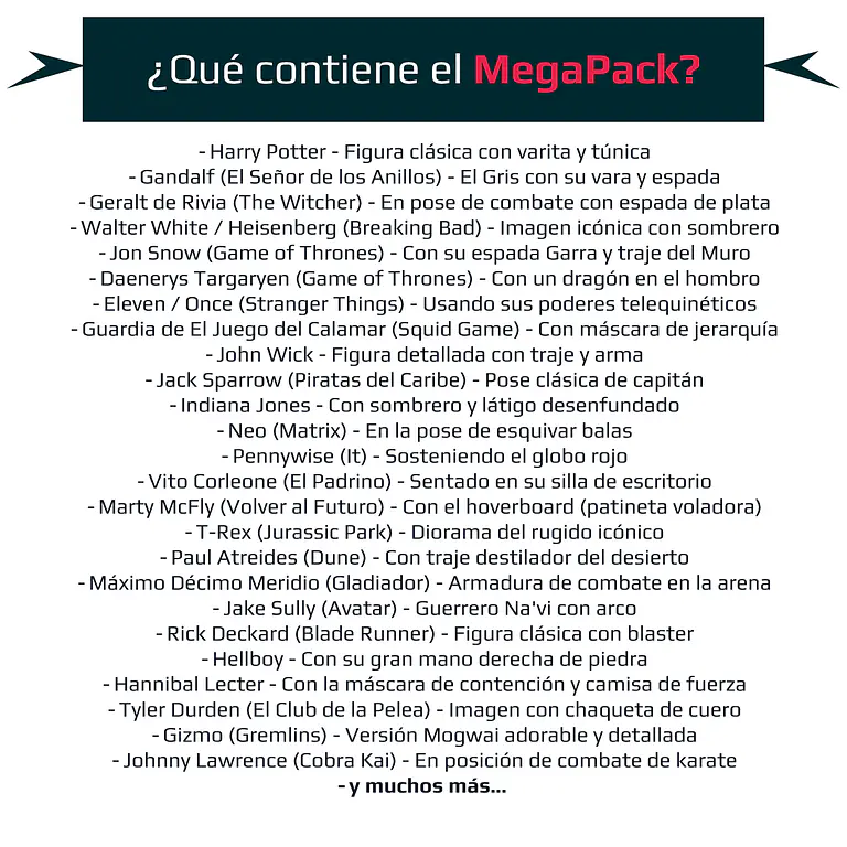 MegaPack +100GB STL inspirados en Series y Movies 2
