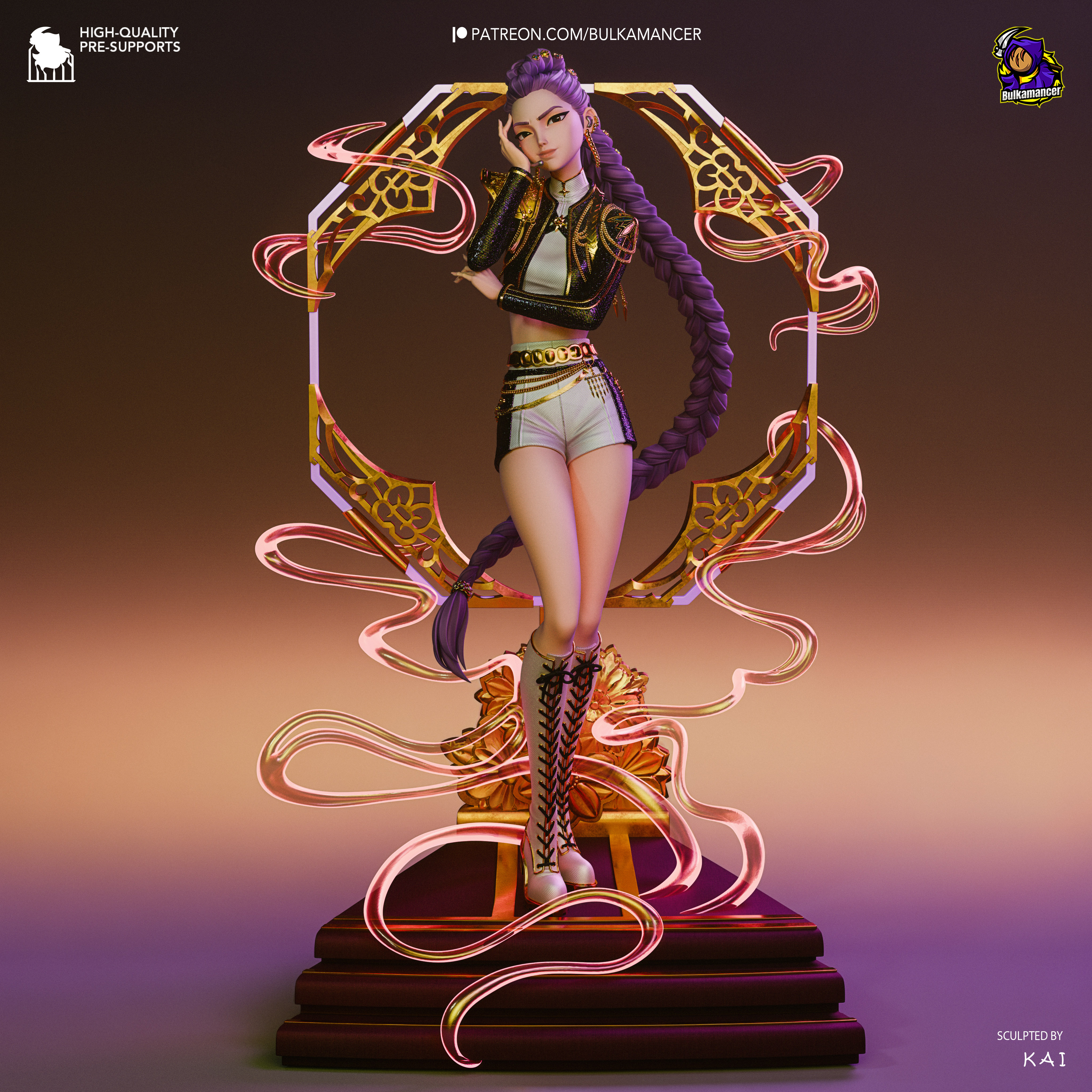 Figura de HUNTRIX - Rumi, Mira y Zoey - Estatua Anime Kpop Demon Hunters - Pintada a mano 4
