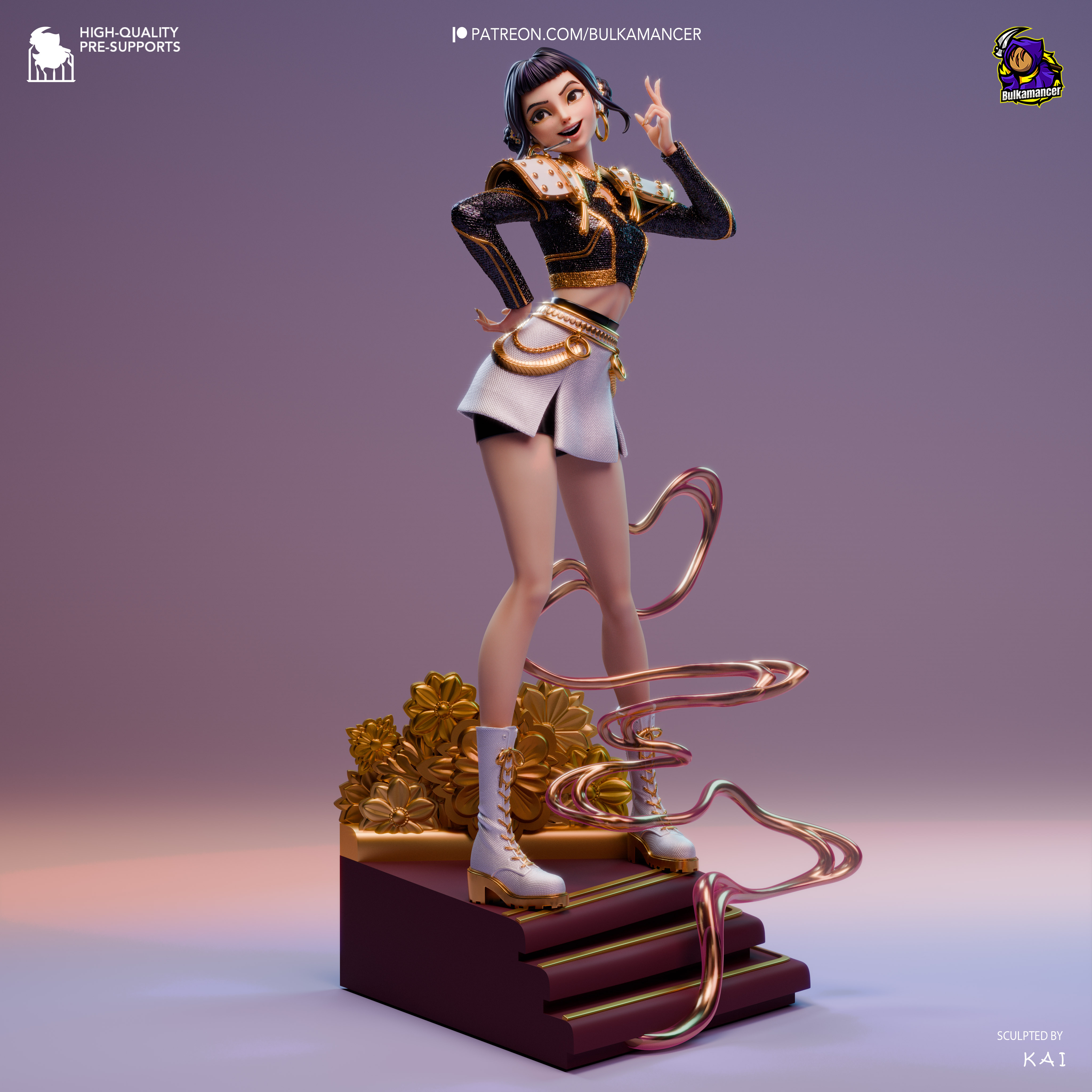 Figura de HUNTRIX - Rumi, Mira y Zoey - Estatua Anime Kpop Demon Hunters - Pintada a mano 10