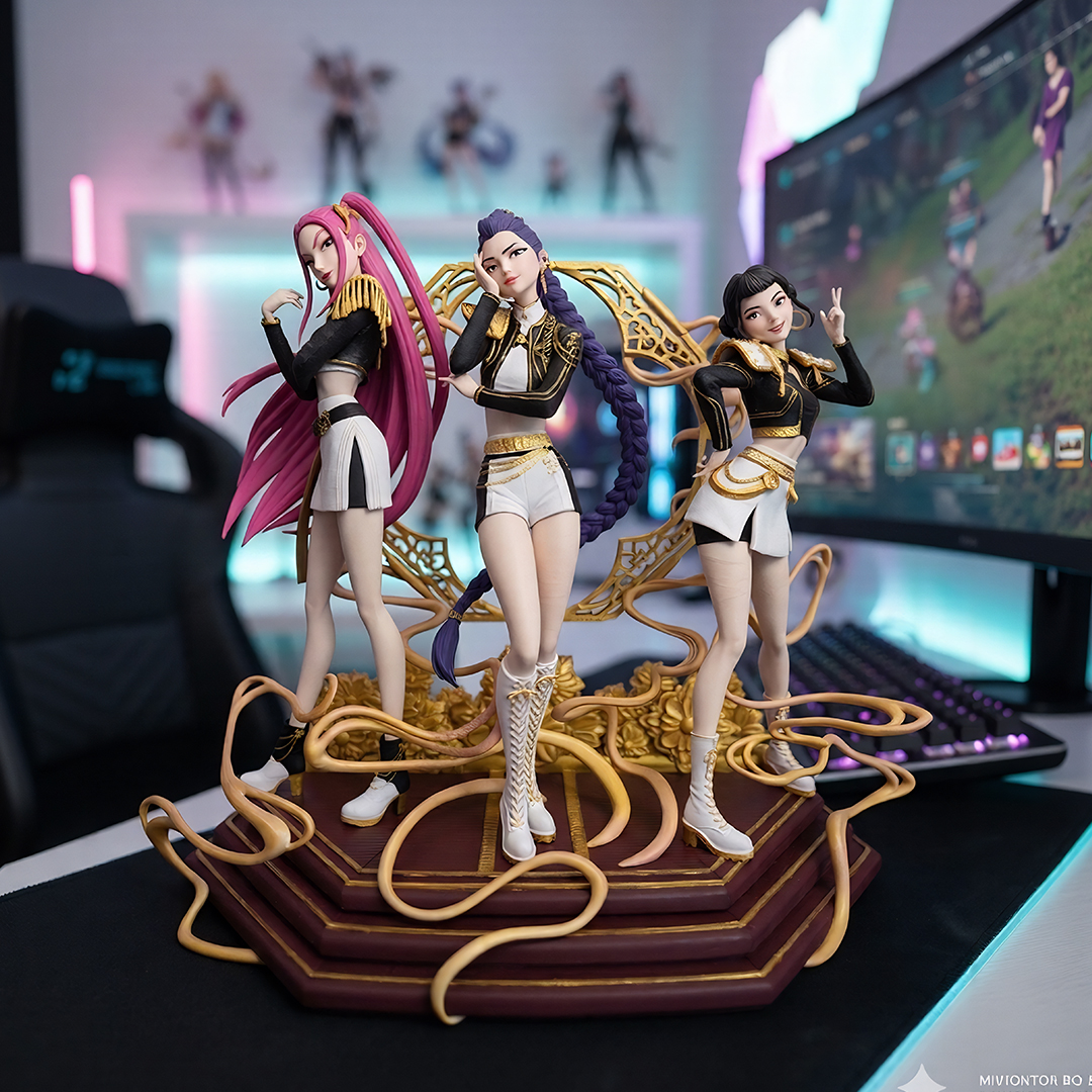 Figura de HUNTRIX - Rumi, Mira y Zoey - Estatua Anime Kpop Demon Hunters - Pintada a mano 2