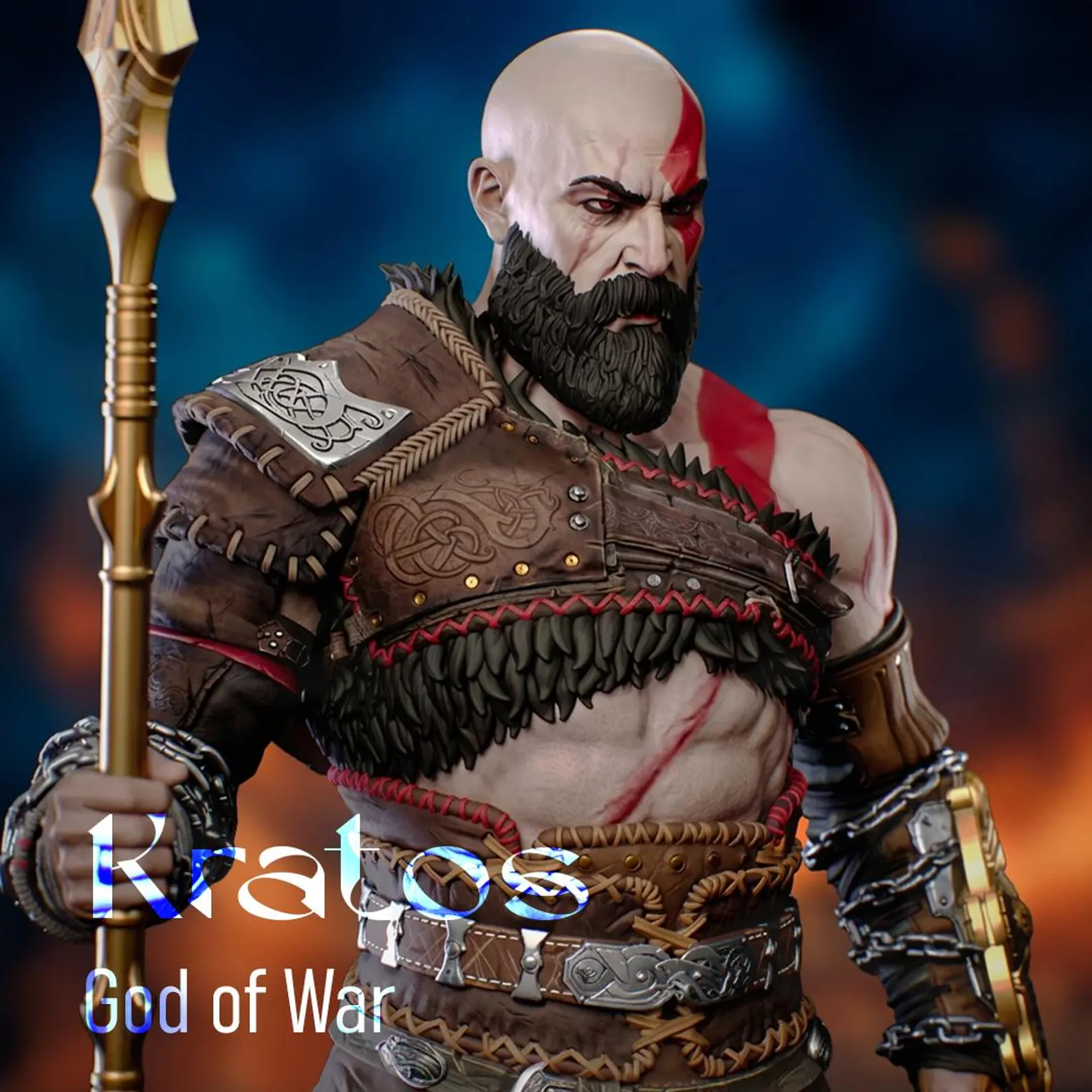 Figura Coleccionable Kratos con Lanza | Inspirado en God of War |  Pintado a mano 1