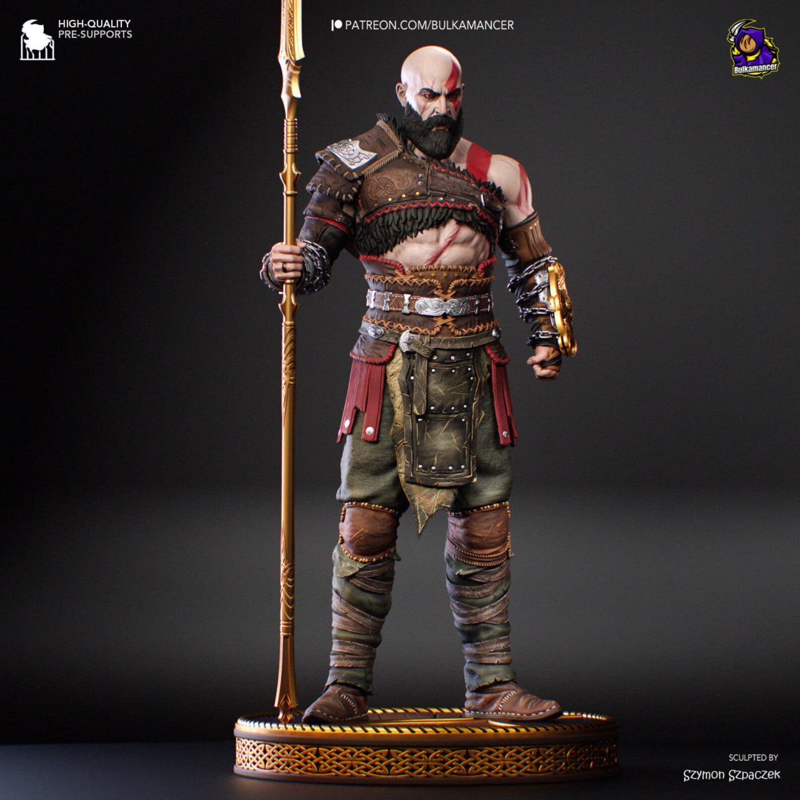 Figura Coleccionable Kratos con Lanza | Inspirado en God of War |  Pintado a mano 2