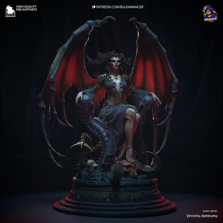 Figura Coleccionable Lilith en el Trono | inspirado en el videojuego Diablo IV | Pintado a mano 2