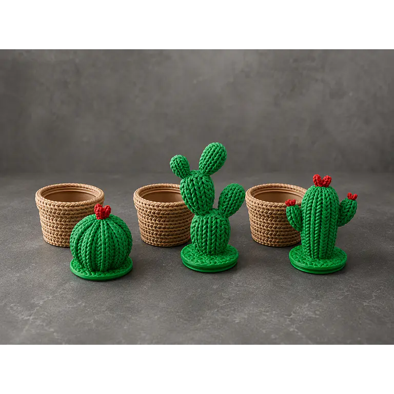 Set Cactus Decorativos x3 – Estilo Tejido 2