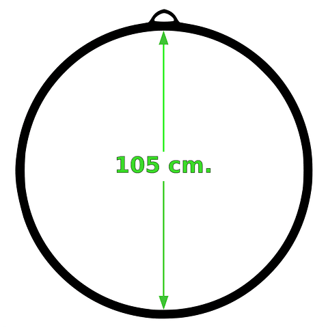 Lyra hoop. Diferentes medidas: 80, 85, 90, 95, 100 y 105 cm. Incluye eslinga de cuelgue de 20 cm. y mosquetón.