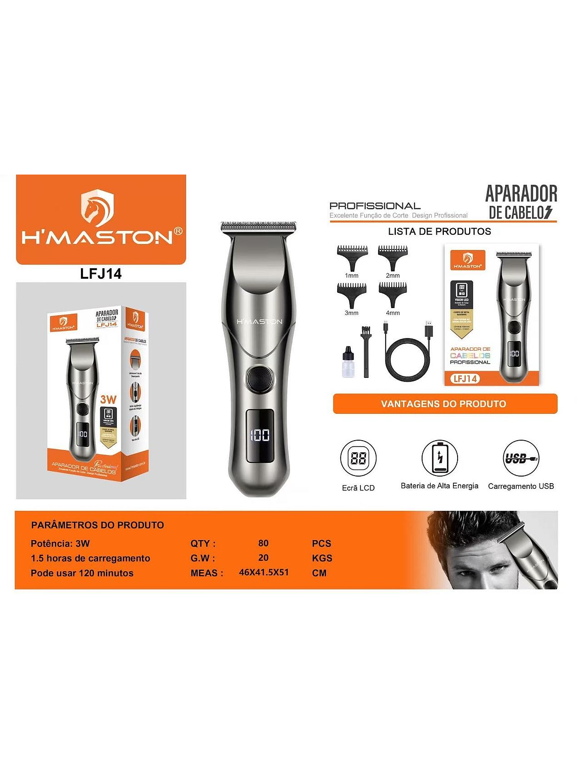  Maquina de cabello H'maston LFJ14 3