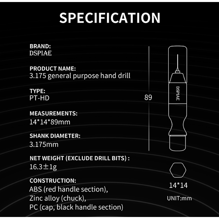 Preventa Dspiae - Taladro de mano de 3.175 9