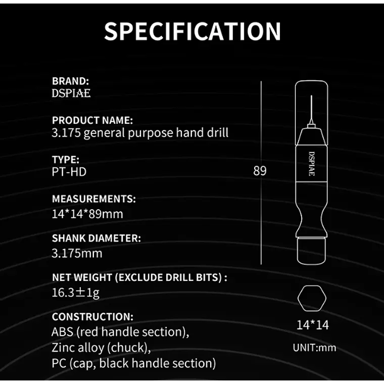 PREVENTA - Dspiae - Taladro de mano de 3.175 9