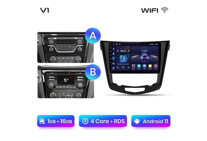 RD001 Android Nissan qashqai 2 x-trail 3 t32 2013-2017 1GB a 8GB RAM e 16GB a 128GB ROM com ou sem Carplay