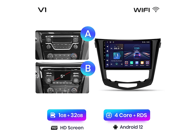 RD001 Android Nissan qashqai 2 x-trail 3 t32 2013-2017 1GB a 8GB RAM e 16GB a 128GB ROM com ou sem Carplay