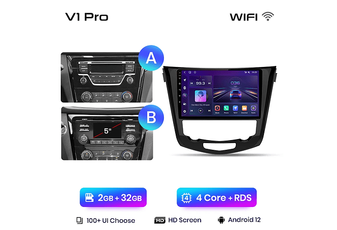 RD001 Android Nissan qashqai 2 x-trail 3 t32 2013-2017 1GB a 8GB RAM e 16GB a 128GB ROM com ou sem Carplay