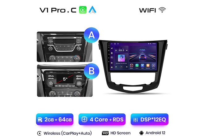 RD001 Android Nissan qashqai 2 x-trail 3 t32 2013-2017 1GB a 8GB RAM e 16GB a 128GB ROM com ou sem Carplay