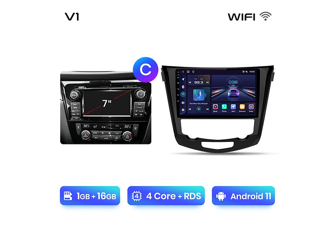RD001 Android Nissan qashqai 2 x-trail 3 t32 2013-2017 1GB a 8GB RAM e 16GB a 128GB ROM com ou sem Carplay