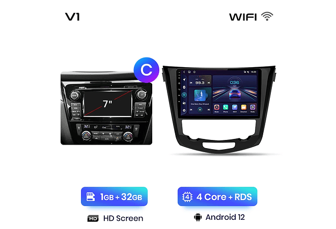 RD001 Android Nissan qashqai 2 x-trail 3 t32 2013-2017 1GB a 8GB RAM e 16GB a 128GB ROM com ou sem Carplay