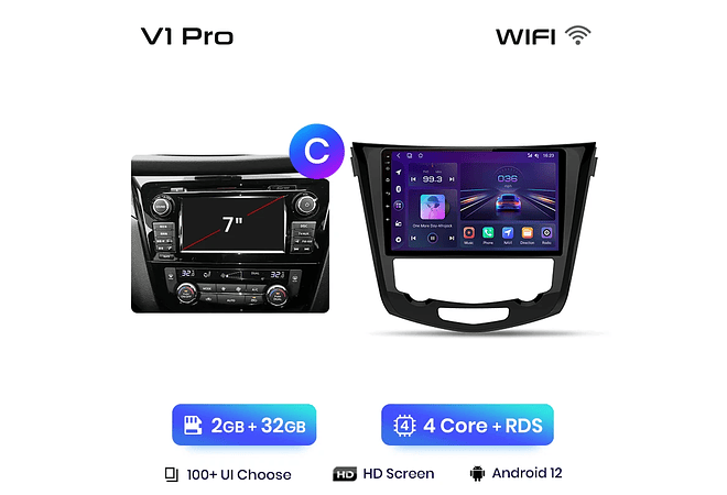 RD001 Android Nissan qashqai 2 x-trail 3 t32 2013-2017 1GB a 8GB RAM e 16GB a 128GB ROM com ou sem Carplay