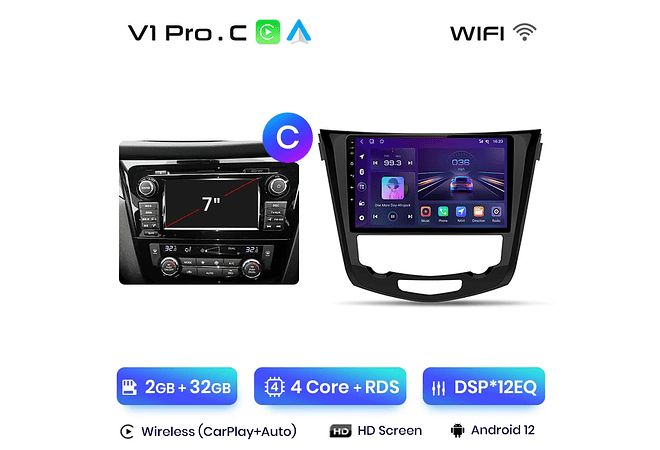 RD001 Android Nissan qashqai 2 x-trail 3 t32 2013-2017 1GB a 8GB RAM e 16GB a 128GB ROM com ou sem Carplay