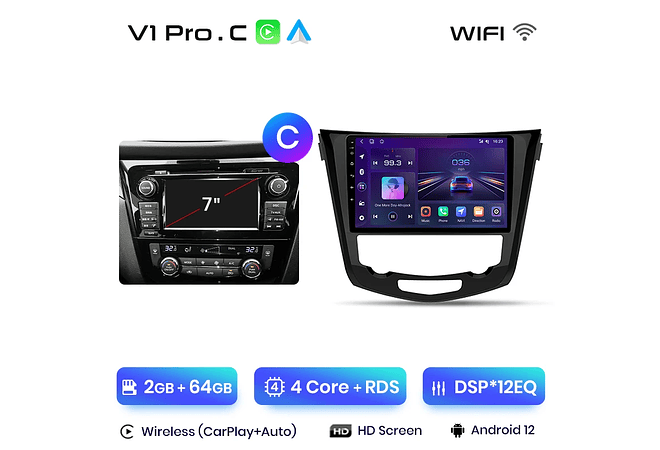 RD001 Android Nissan qashqai 2 x-trail 3 t32 2013-2017 1GB a 8GB RAM e 16GB a 128GB ROM com ou sem Carplay