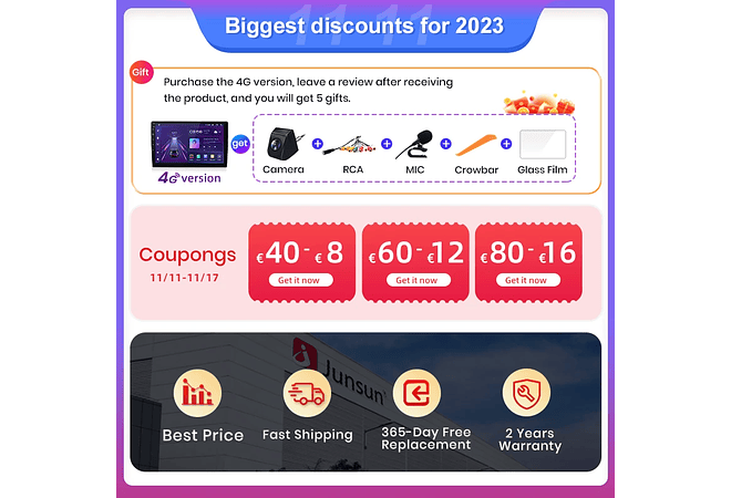 RD002 Android Fiat 500X 2014-2020 1GB a 8GB RAM e 16GB a 128GB ROM com ou sem Carplay