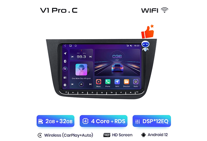 RD004 Android Seat Leon 2 MK2 2005-2011 1GB a 8GB RAM e 16GB a 128GB ROM com ou sem Carplay