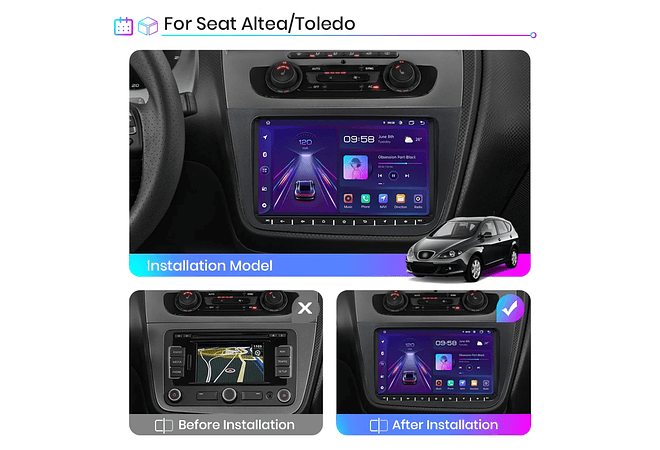 RD004 Android Seat Leon 2 MK2 2005-2011 1GB a 8GB RAM e 16GB a 128GB ROM com ou sem Carplay