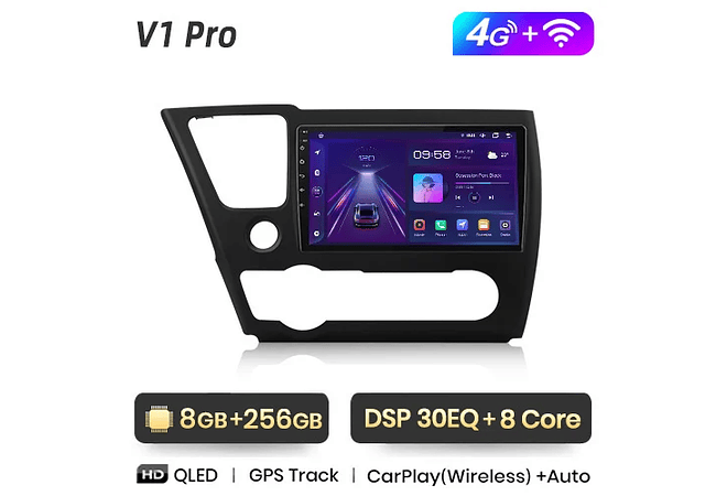 RD005 Android Honda civic 9 2013-2016 1GB a 8GB RAM e 16GB a 128GB ROM com ou sem Carplay