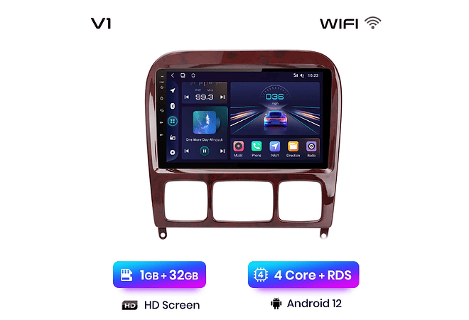 RD006 Android Mercedes s-class w220 1998-2005 1GB a 8GB RAM e 16GB a 128GB ROM com ou sem Carplay