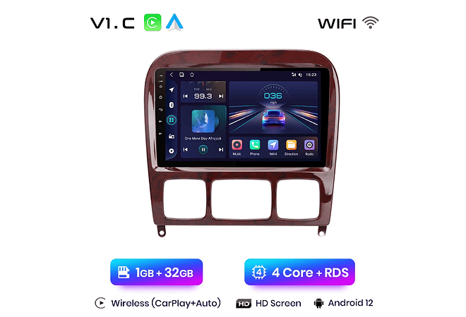 RD006 Android Mercedes s-class w220 1998-2005 1GB a 8GB RAM e 16GB a 128GB ROM com ou sem Carplay