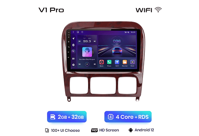 RD006 Android Mercedes s-class w220 1998-2005 1GB a 8GB RAM e 16GB a 128GB ROM com ou sem Carplay