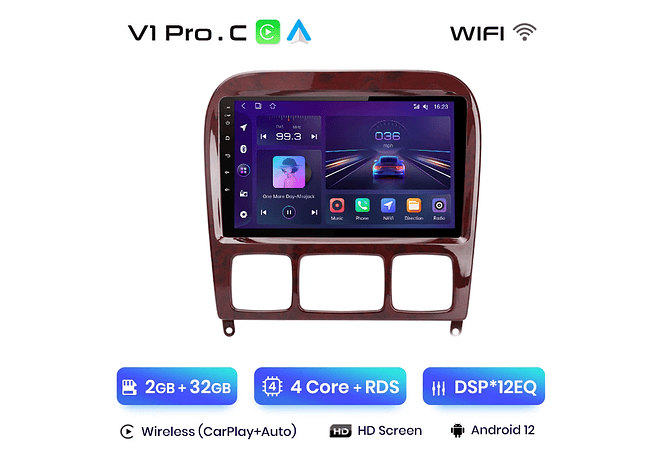 RD006 Android Mercedes s-class w220 1998-2005 1GB a 8GB RAM e 16GB a 128GB ROM com ou sem Carplay