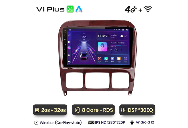 RD006 Android Mercedes s-class w220 1998-2005 1GB a 8GB RAM e 16GB a 128GB ROM com ou sem Carplay