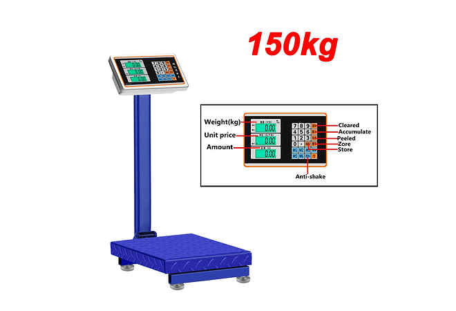 IMP0205 Balança Eletrônica Escala Plataforma Pesada, Display Digital, 30kg, 150kg, 220V