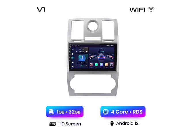 RD007 Android Chrysler 300C Aspen 2004-2008 1GB a 8GB RAM e 16GB a 128GB ROM com ou sem Carplay