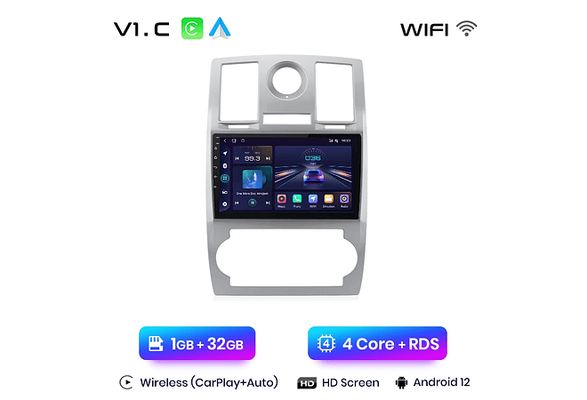 RD007 Android Chrysler 300C Aspen 2004-2008 1GB a 8GB RAM e 16GB a 128GB ROM com ou sem Carplay