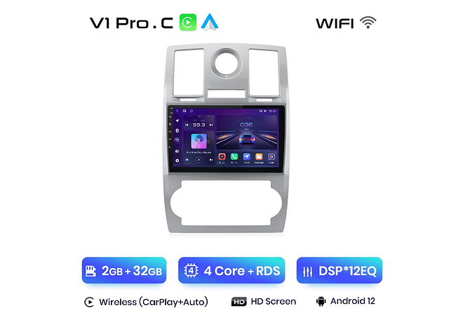 RD007 Android Chrysler 300C Aspen 2004-2008 1GB a 8GB RAM e 16GB a 128GB ROM com ou sem Carplay
