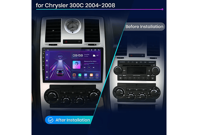 RD007 Android Chrysler 300C Aspen 2004-2008 1GB a 8GB RAM e 16GB a 128GB ROM com ou sem Carplay