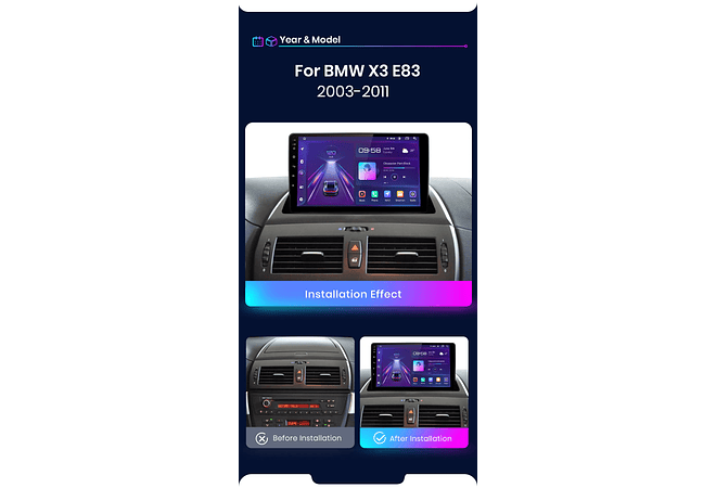 RD008 Android Bmw x3 e83 2003-2011 1GB a 8GB RAM e 16GB a 128GB ROM com ou sem Carplay