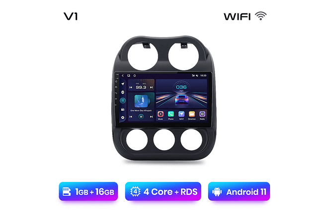 RD009 Android Jeep compass patriot 2010-2016 1GB a 8GB RAM e 16GB a 128GB ROM com ou sem Carplay