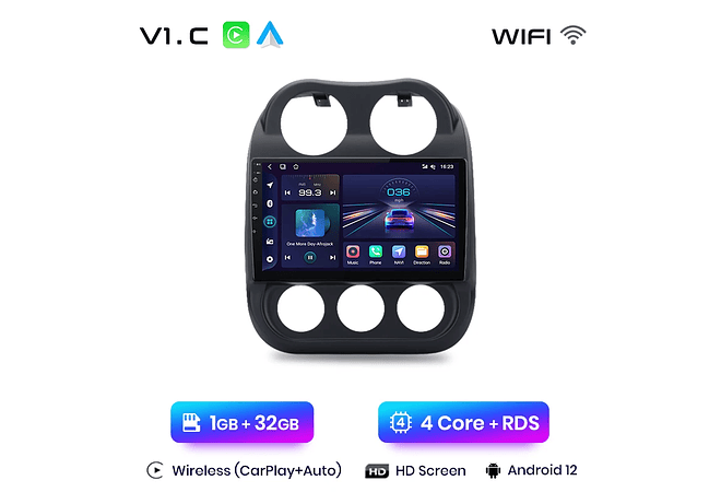 RD009 Android Jeep compass patriot 2010-2016 1GB a 8GB RAM e 16GB a 128GB ROM com ou sem Carplay